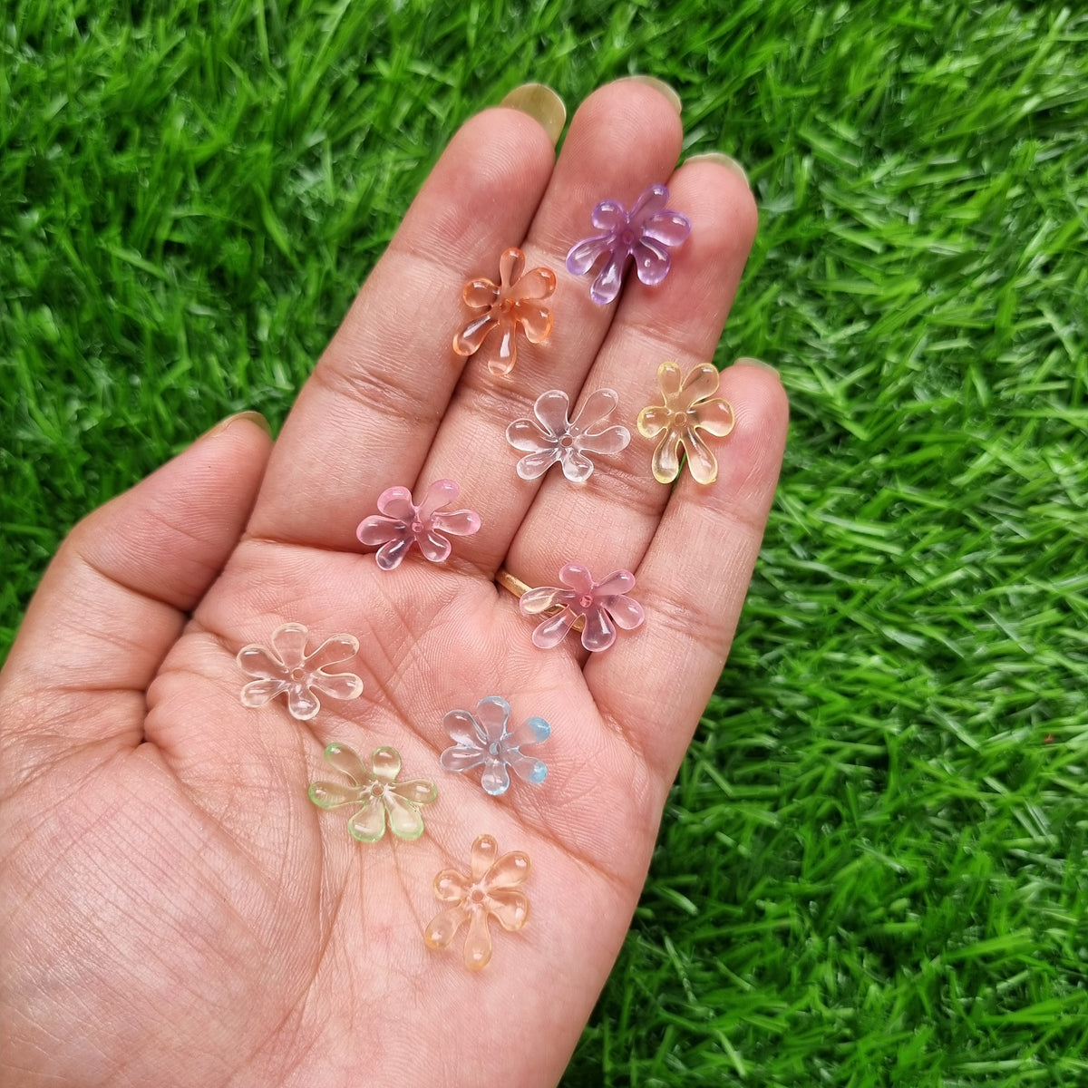 Acrylic Transparent colored Flower Caps Beads