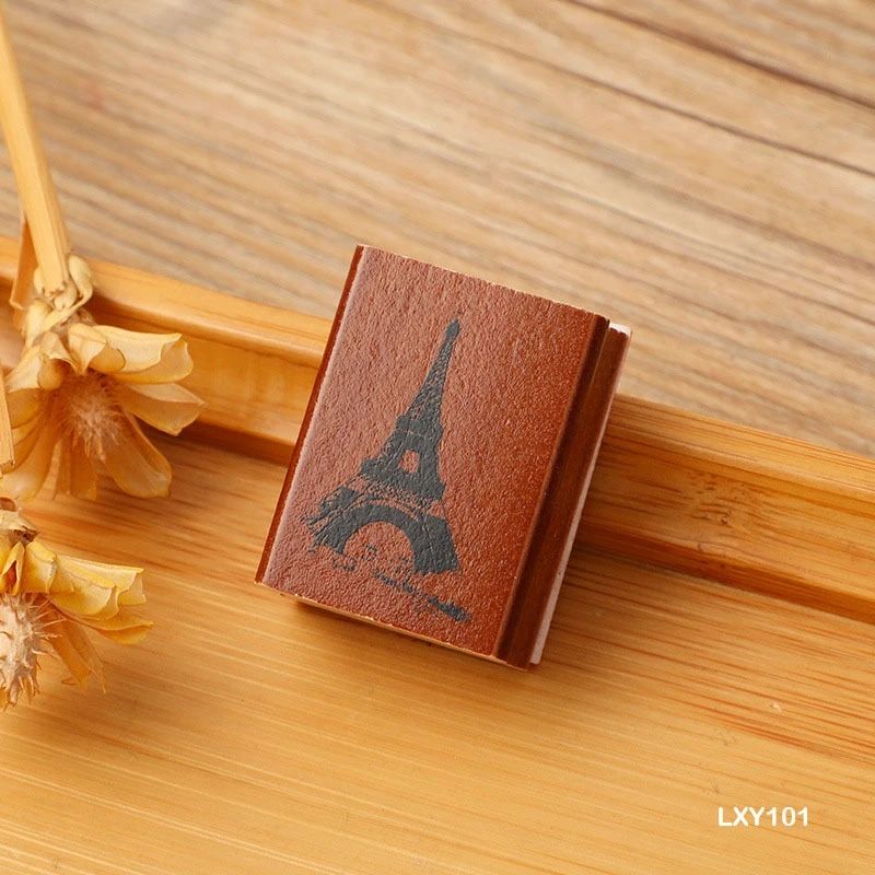 Wooden Vintage Monuments Rubber Stamp (Travel Theme)