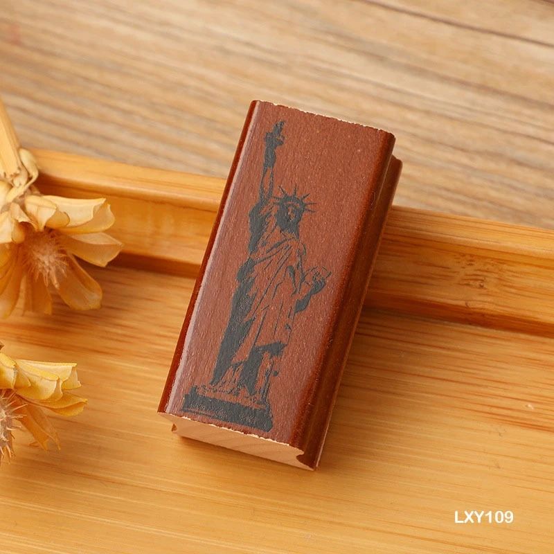 Wooden Vintage Monuments Rubber Stamp (Travel Theme)