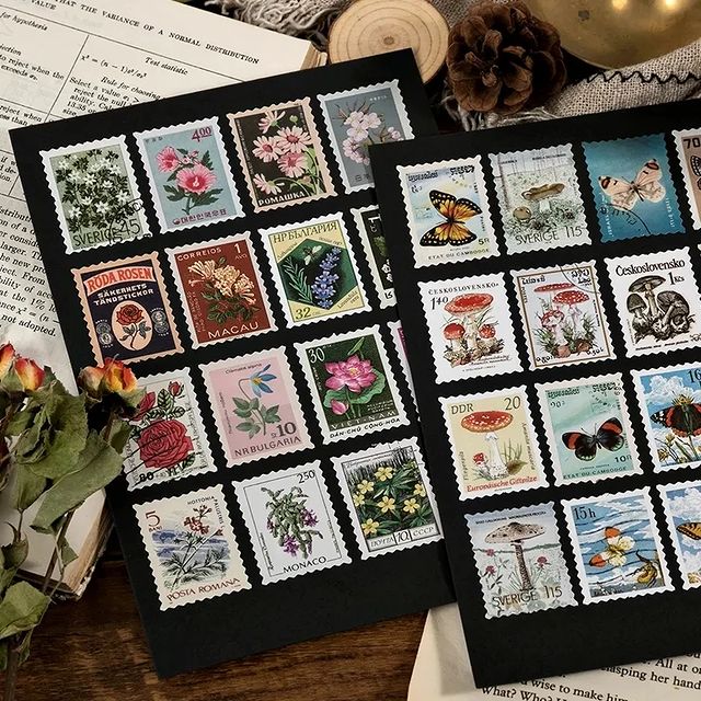 Vintage Stamp Stickers (46 stickers) size - 40-30mm
