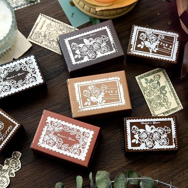 Wooden Rubber Vintage Rose Stamps