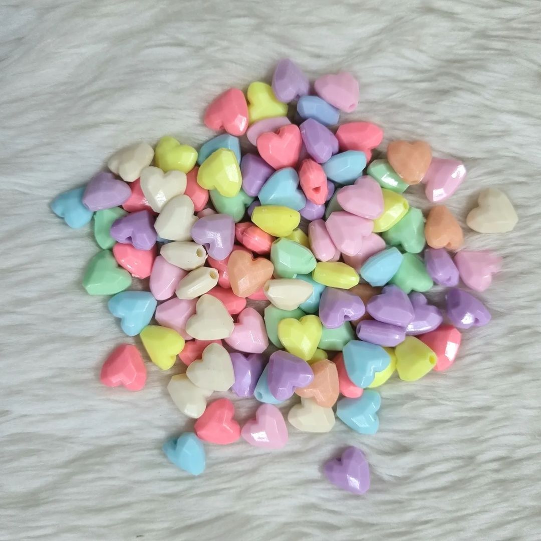 Acrylic Pastel Heart Beads