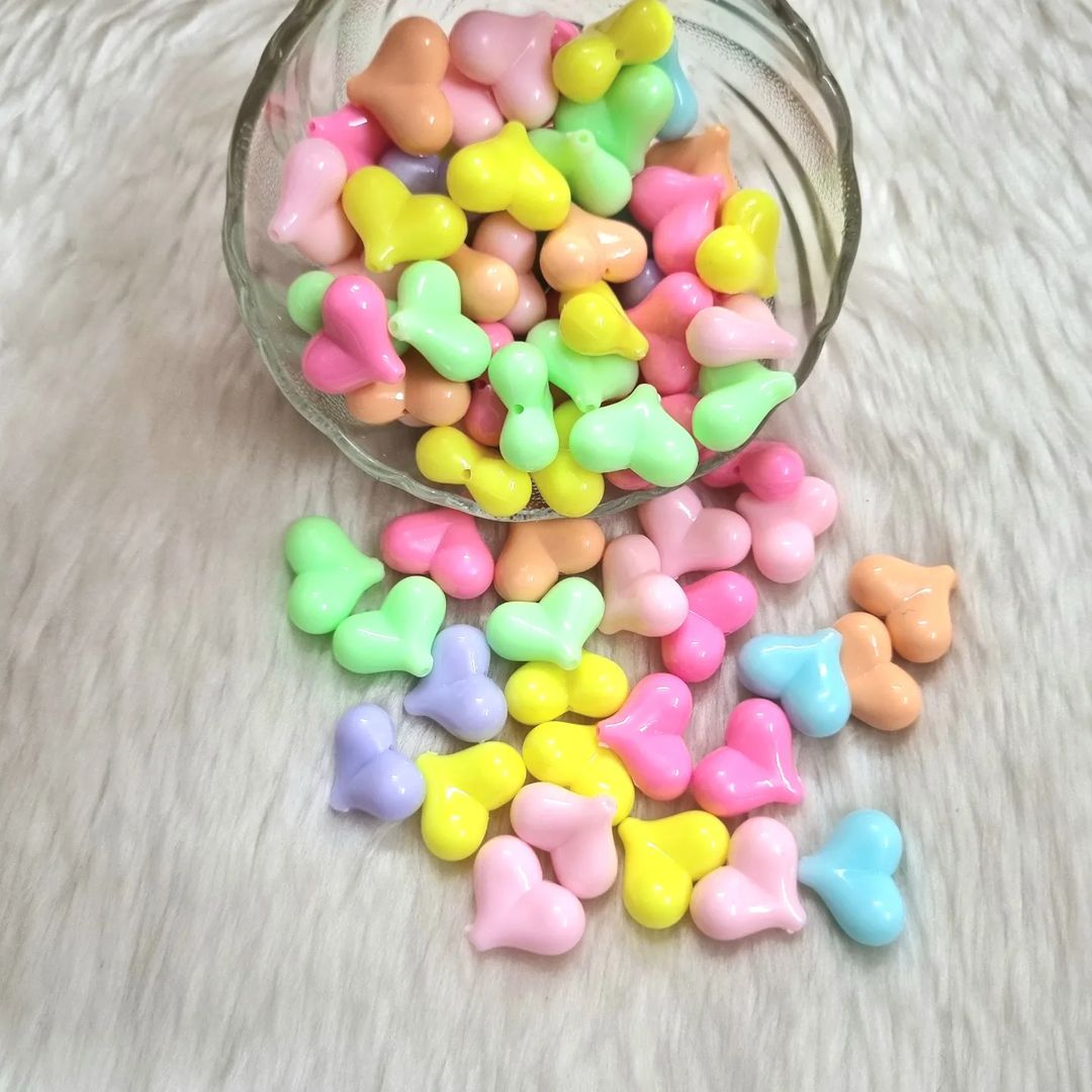 Acrylic Pastel Puffy Heart Beads