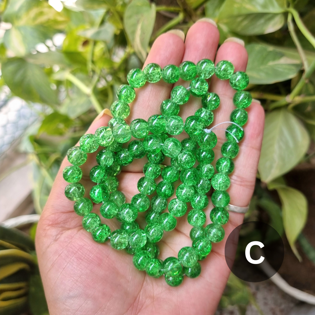 Crackle Glass Beads (Size - 8mm)