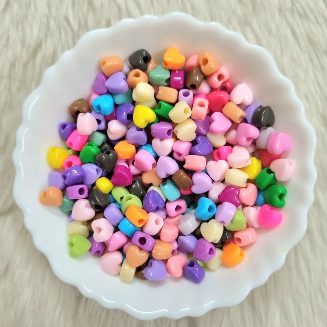 Acrylic Pastel Heart Beads