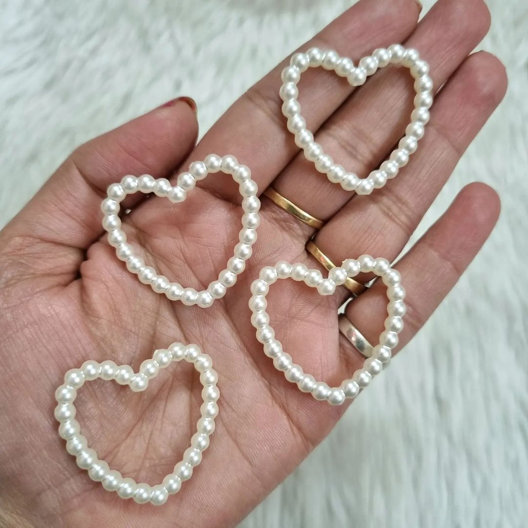 Acrylic Pearl Heart Rings
