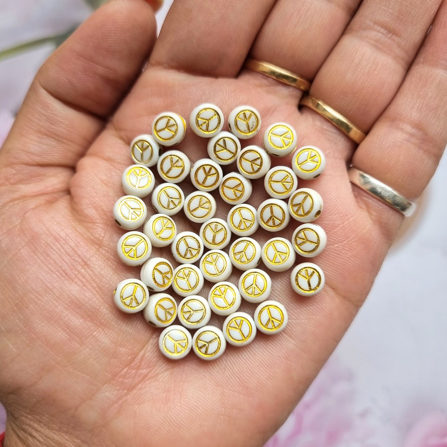 Acrylic Beads - Peace Sign