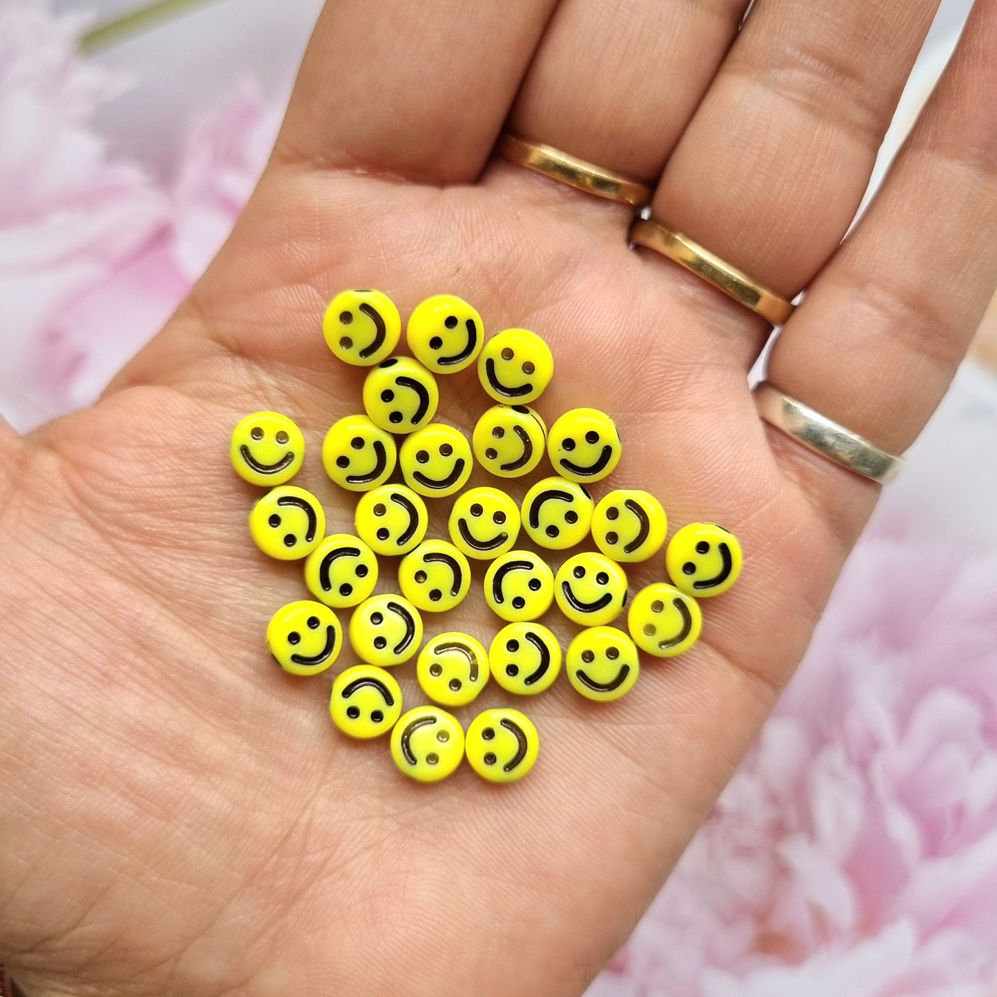 Acrylic Beads - Smiley (Yellow)