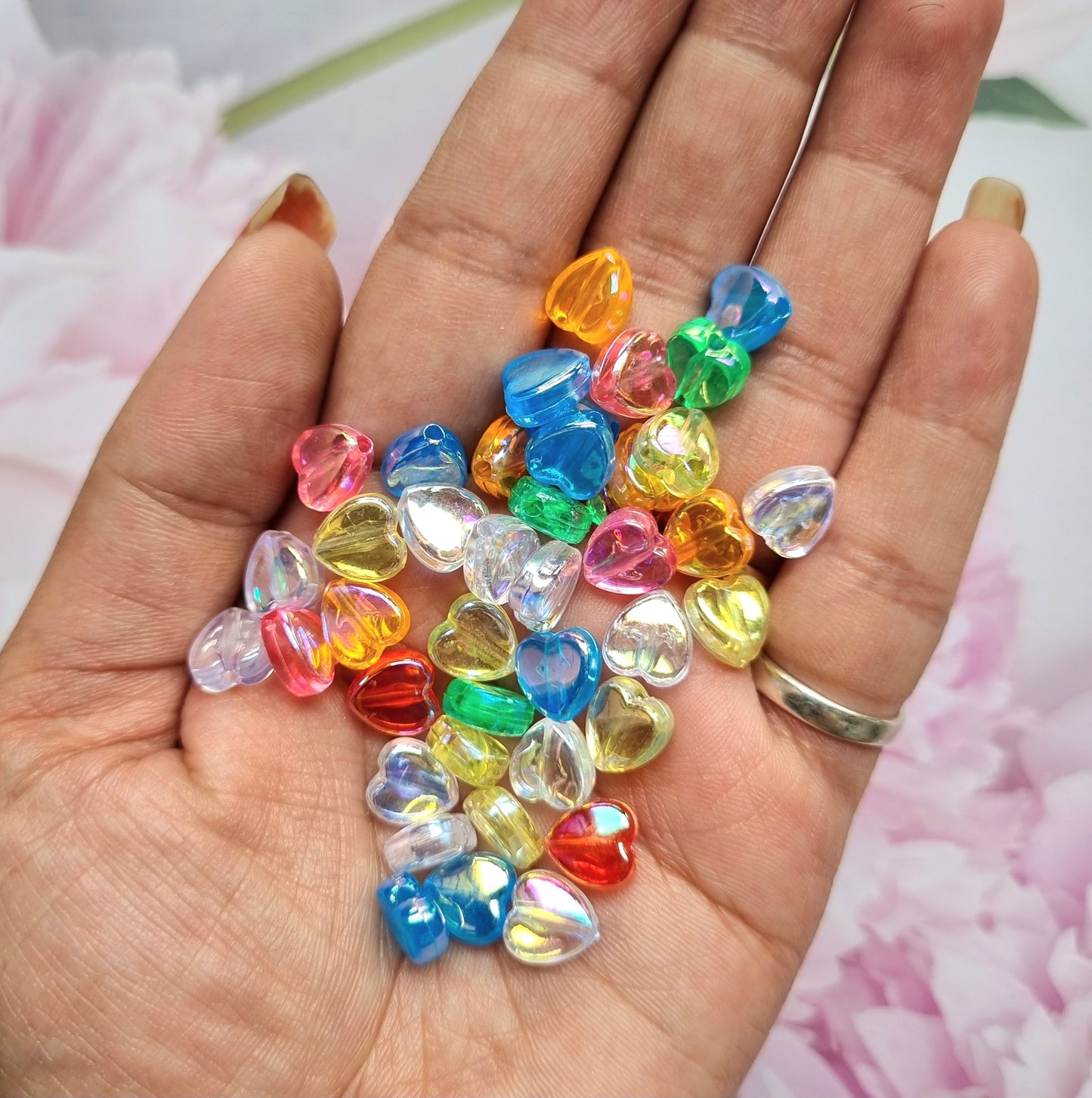 Acrylic Colourful Heart Beads