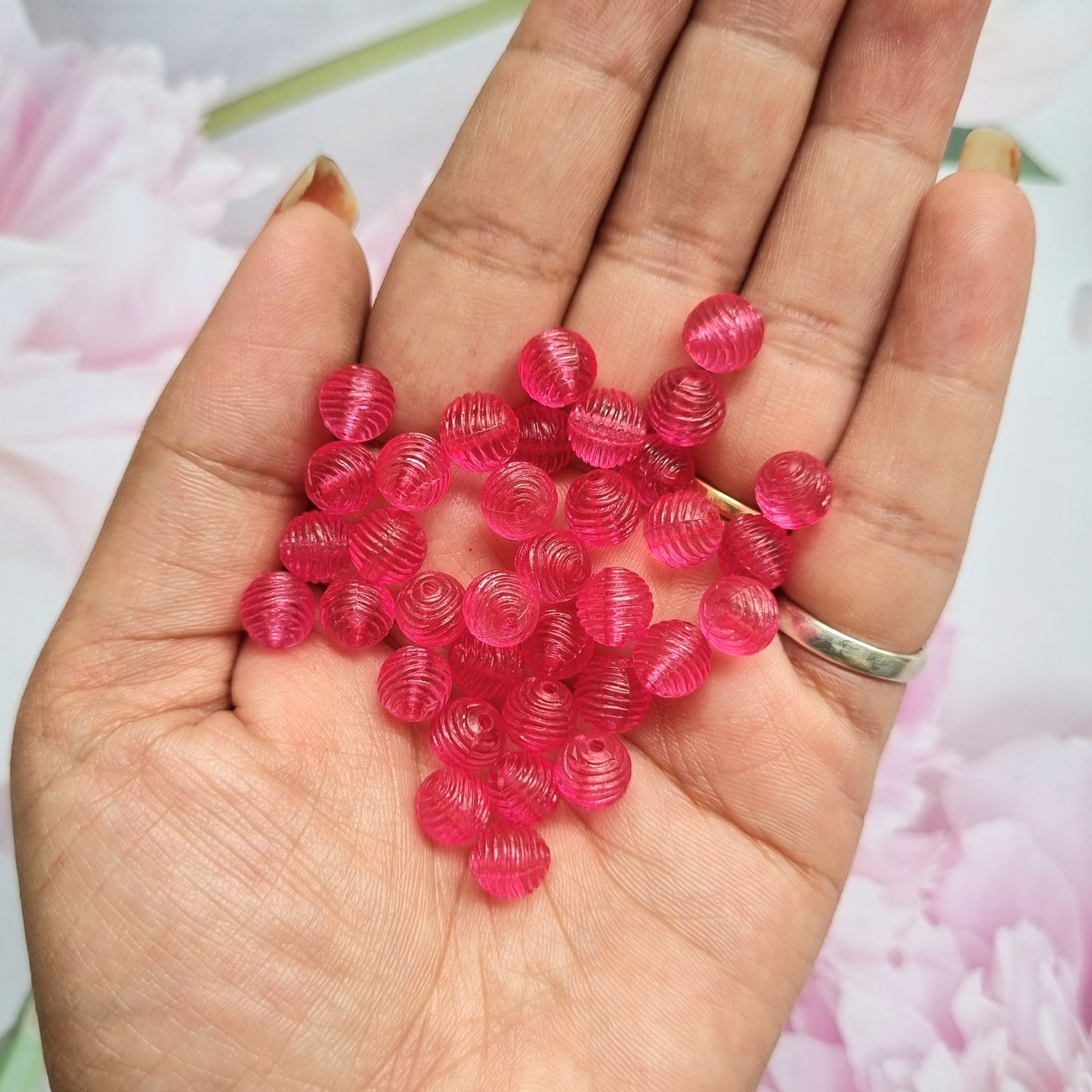 Acrylic Crystals Spiral Beads (Pink)