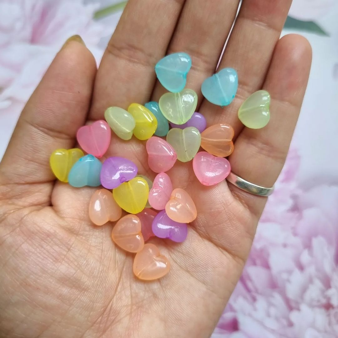 Acrylic Colourful Heart Beads (Pastel Colours)