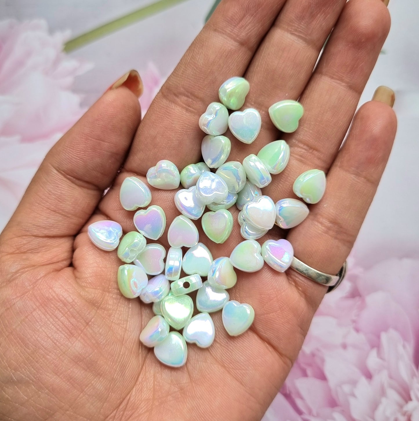 Acrylic Heart Beads (Shiny)