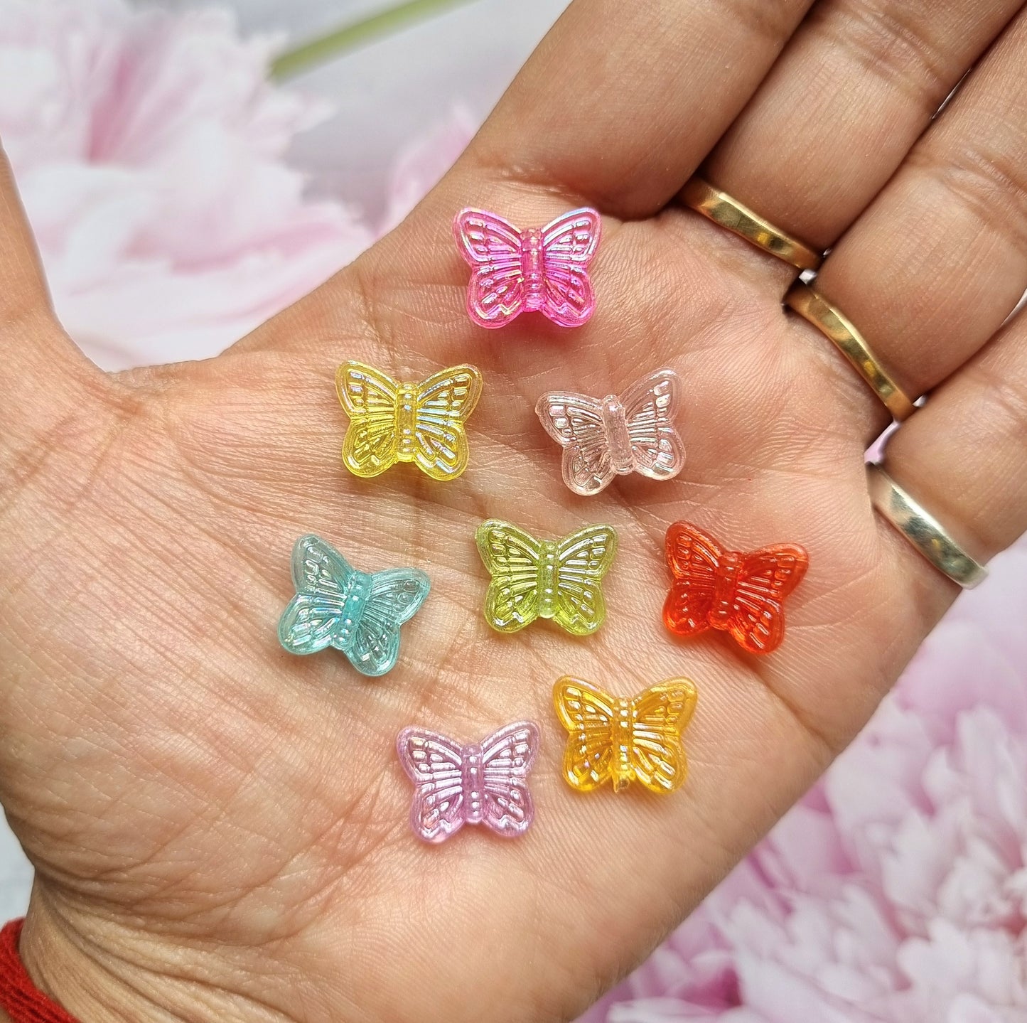 Acrylic Rainbow Shine Colourful Butterfly Beads