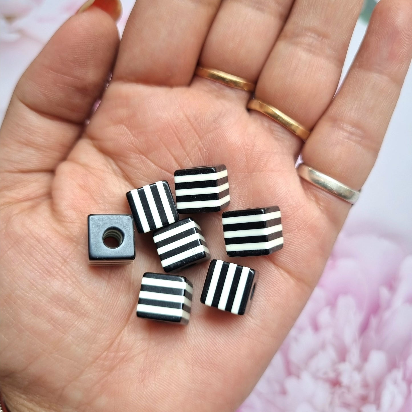 Acrylic Black and White Square Beads