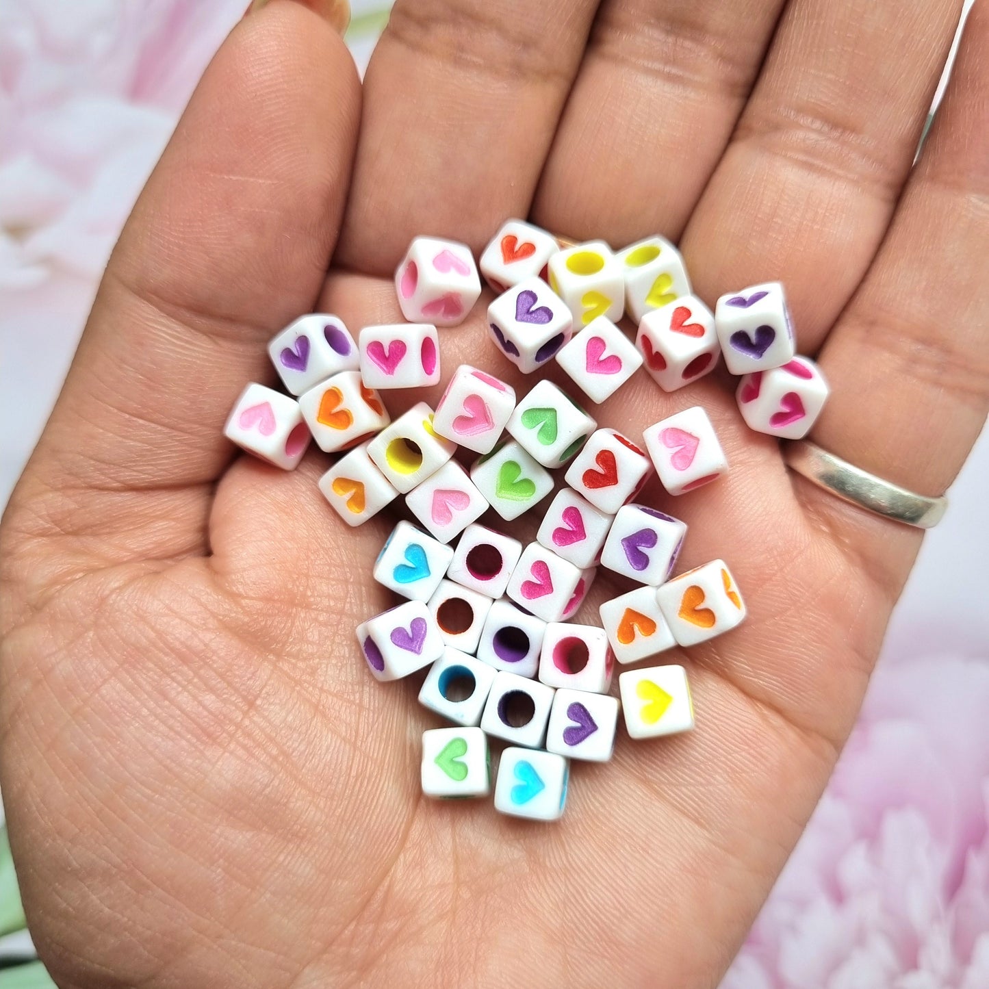 Acrylic Heart Beads 08