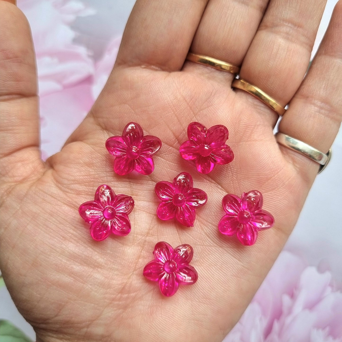 Acrylic Pink Flower Beads