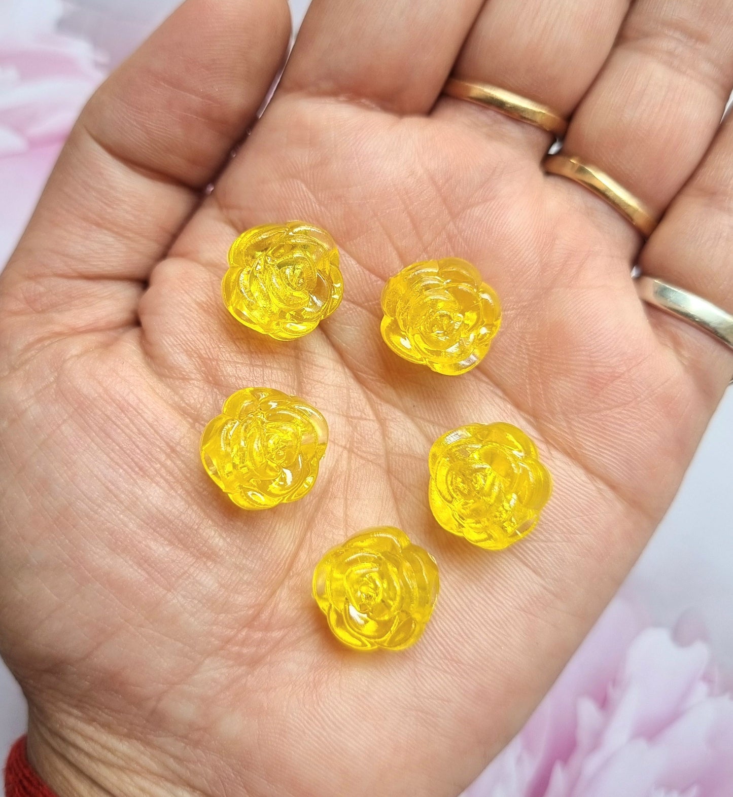 Acrylic Yellow Rose Beads