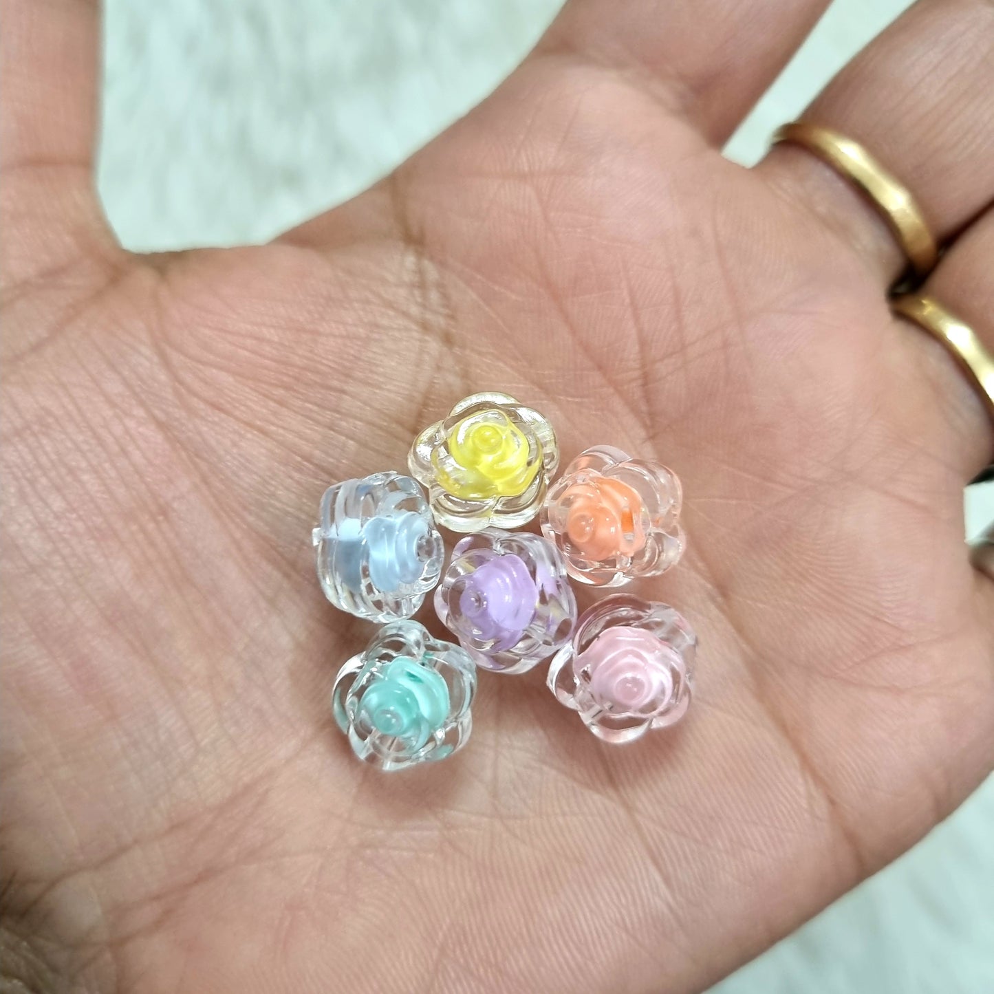 Acrylic Transparent Rose Beads
