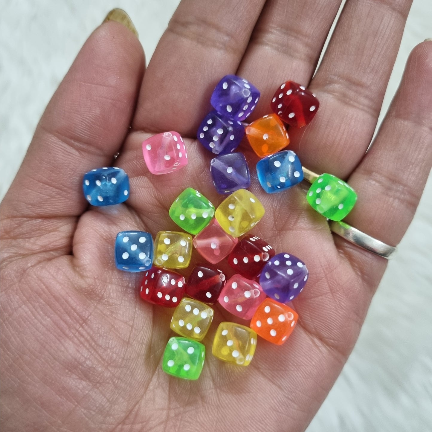 Acrylic Colourful Dice Beads