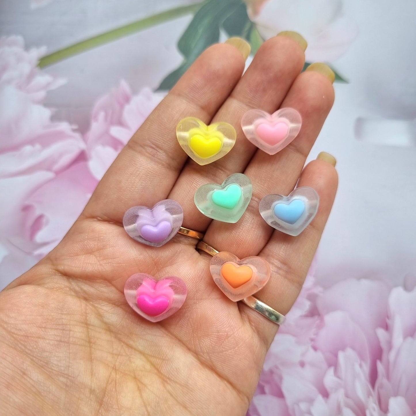 Acrylic Frost Heart Beads