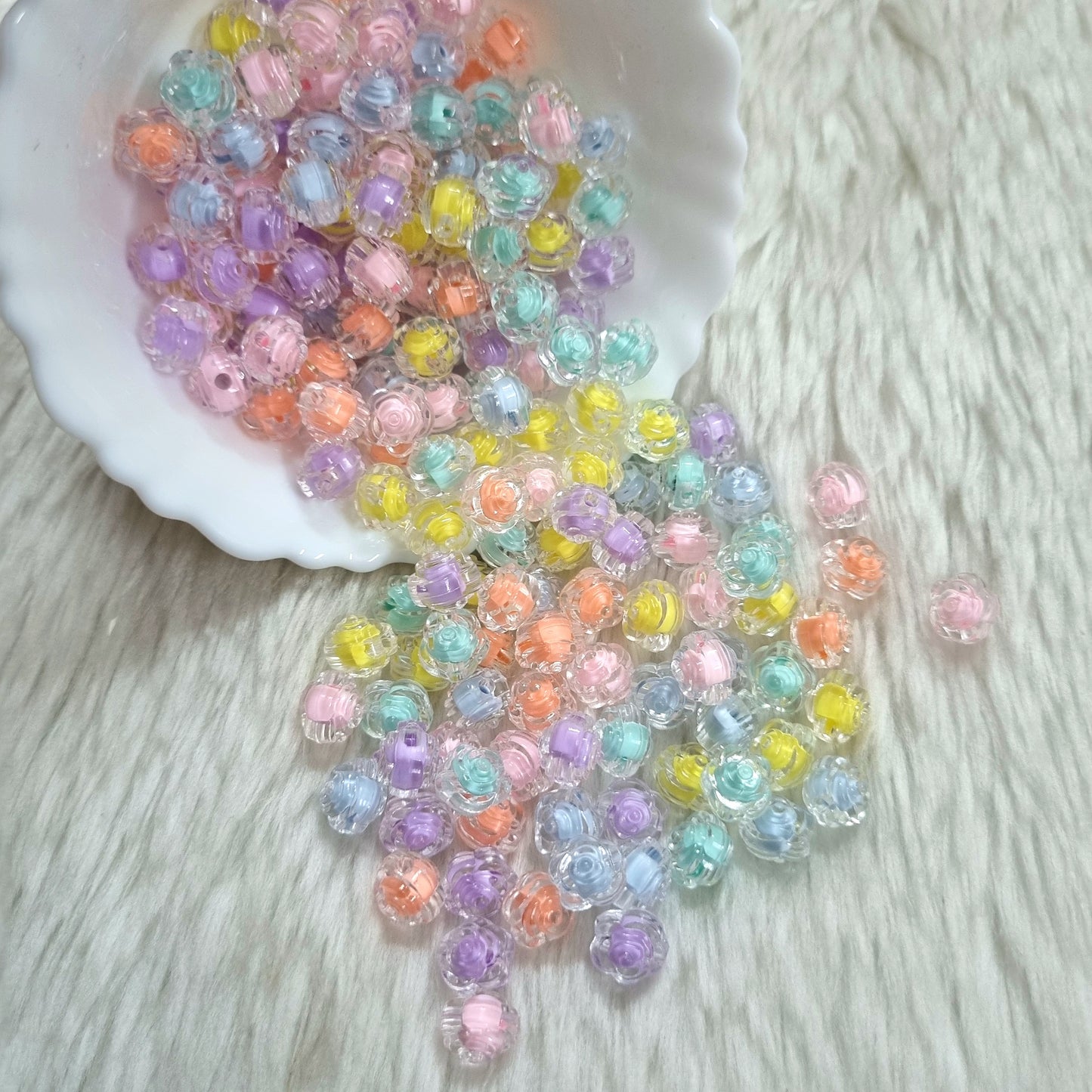 Acrylic Transparent Rose Beads