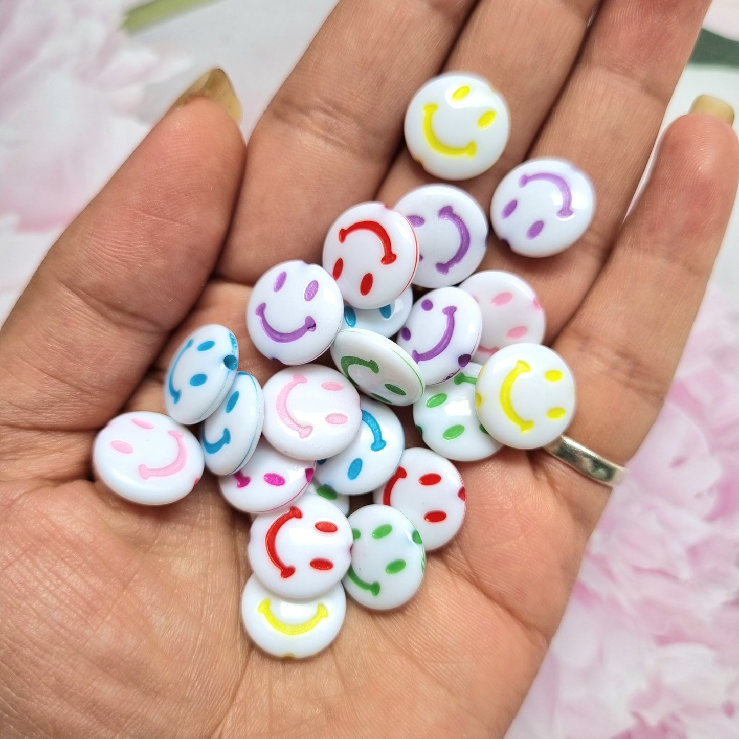 Acrylic Smiley Colourful Beads