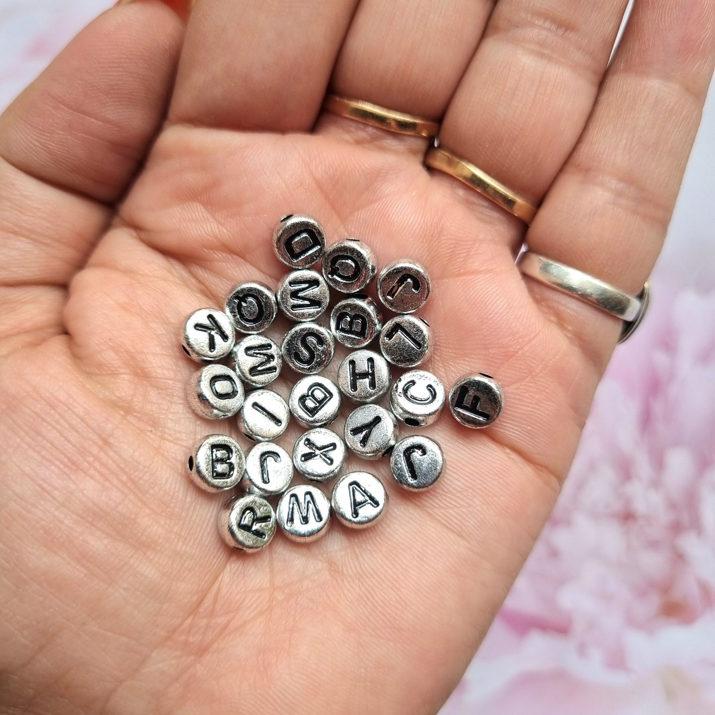 Acrylic Alphabet Beads (Silver)