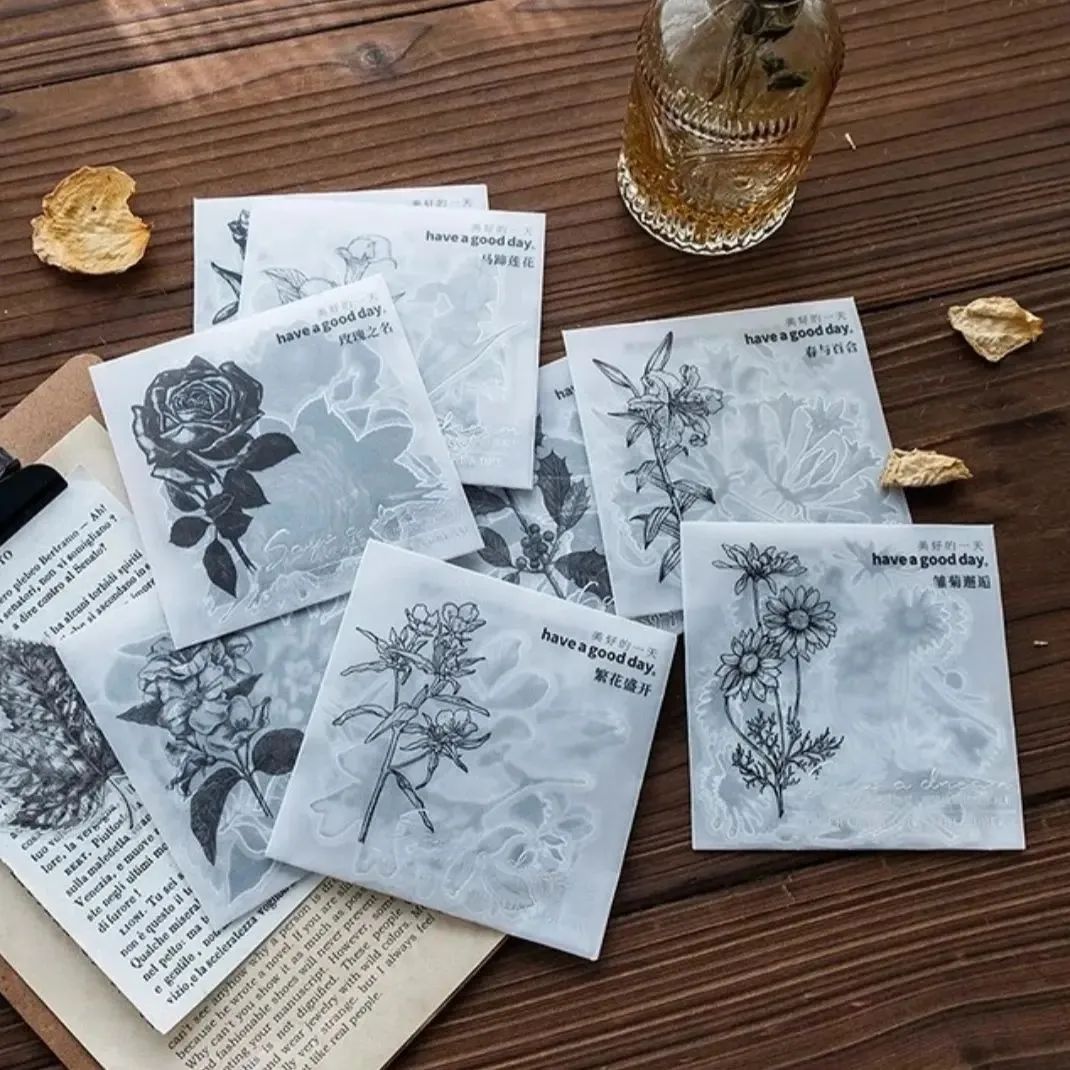 Black and White Flower Sticker (20 stickers) Size - 90x90mm