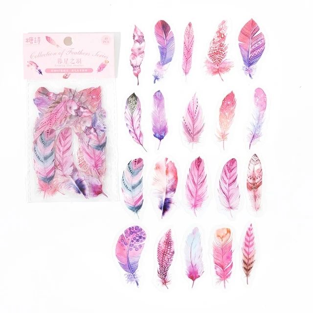 Feather PET Stickers (40 Stickers) Size - 50-60mm