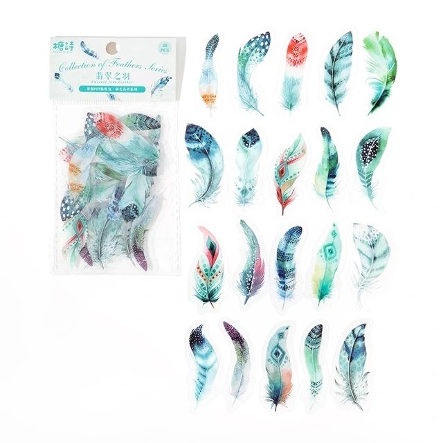 Feather PET Stickers (40 Stickers) Size - 50-60mm
