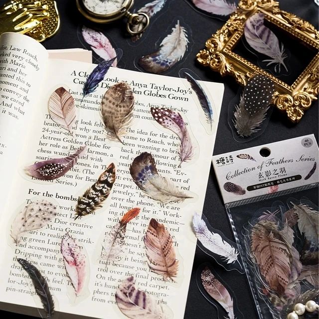 Feather PET Stickers (40 Stickers) Size - 50-60mm