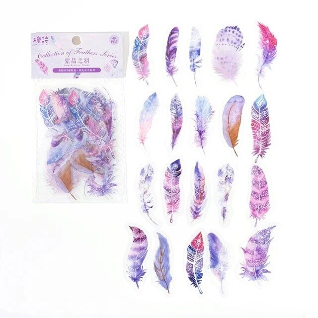 Feather PET Stickers (40 Stickers) Size - 50-60mm