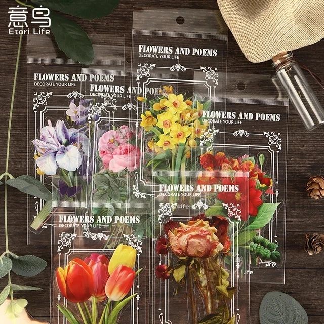 Flowers and Poems Series PET Stickers
