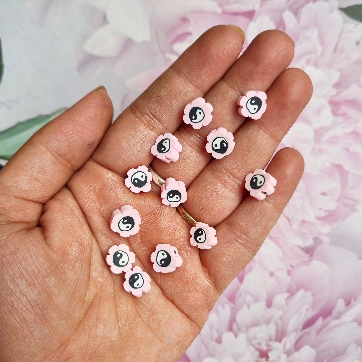 Polymer Beads - Flower Yin Yang