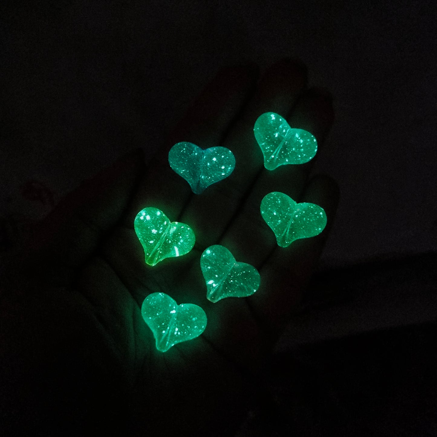 Acrylic Luminous Puffy Heart Beads