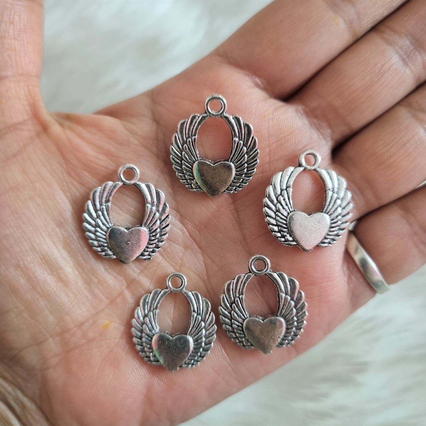 Metal Charms - Heart with Wings