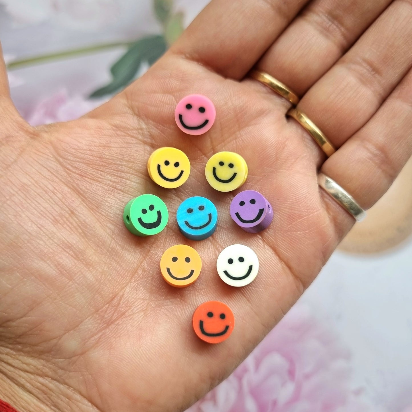 Polymer Beads - Colourful Smiley