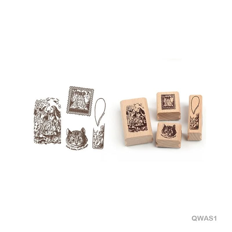 Quartet wooden Antique Stamps
