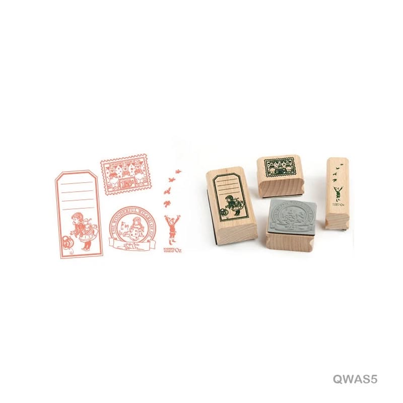 Quartet wooden Antique Stamps