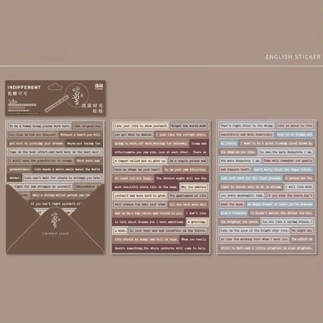 English phrase colored stickers