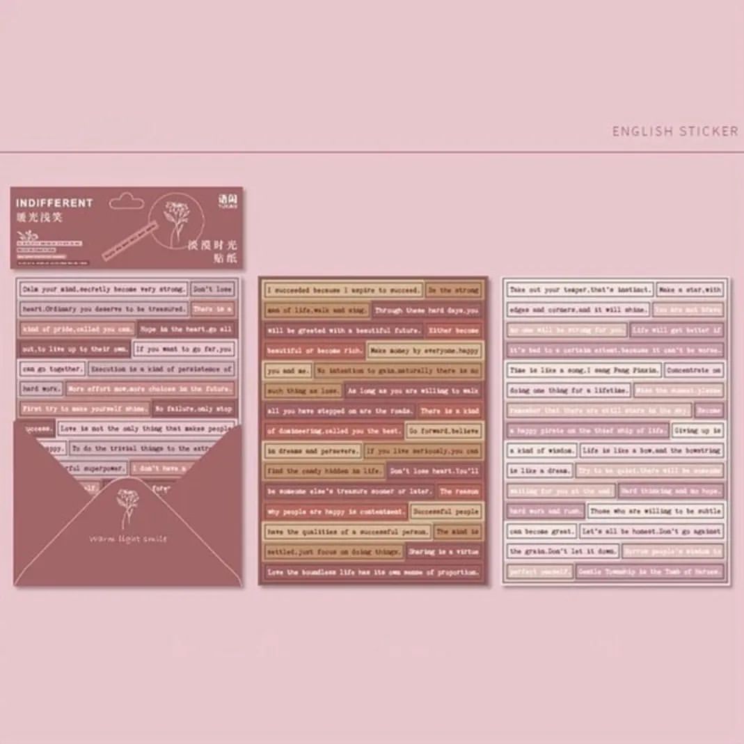 English phrase colored stickers