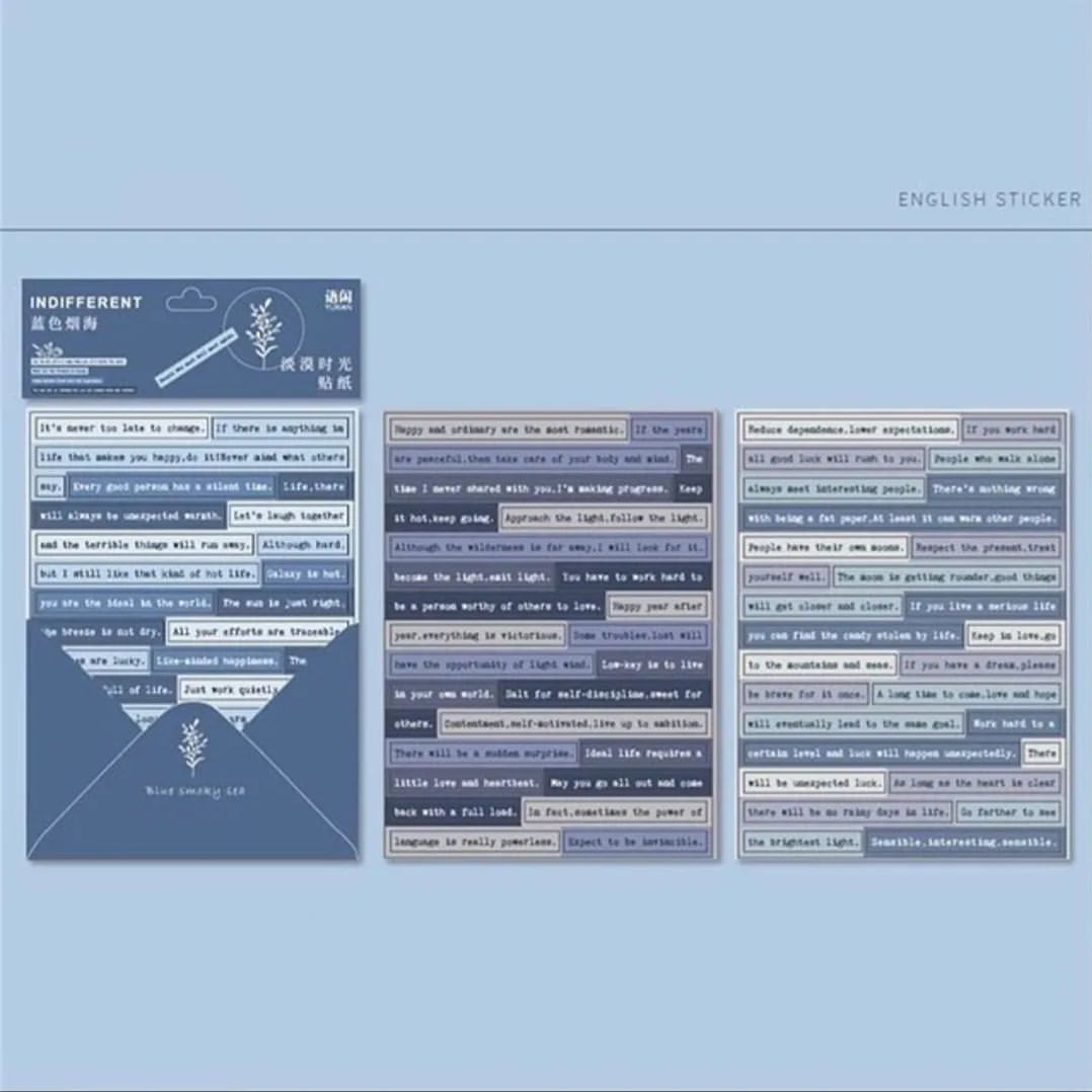 English phrase colored stickers