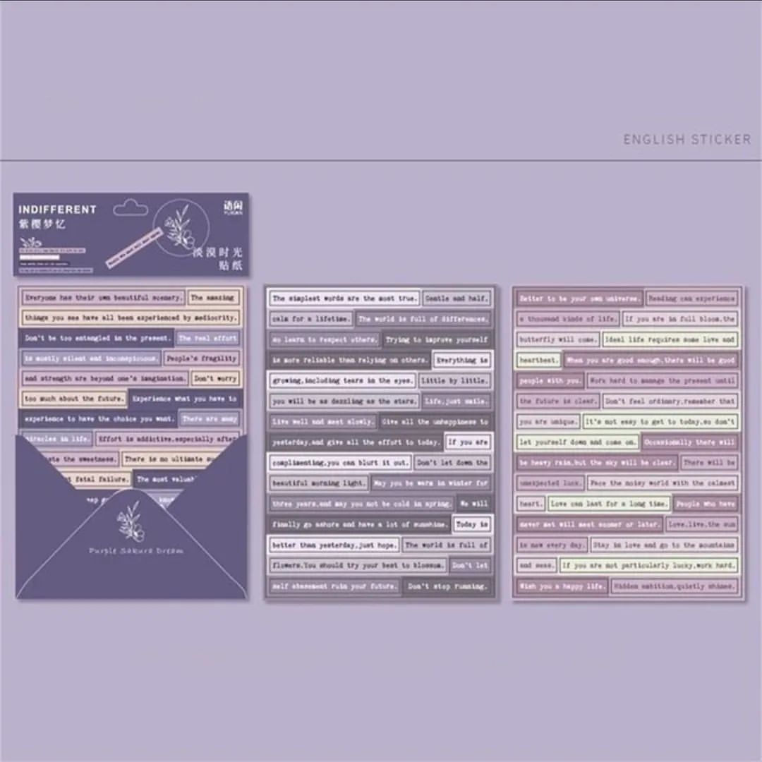 English phrase colored stickers