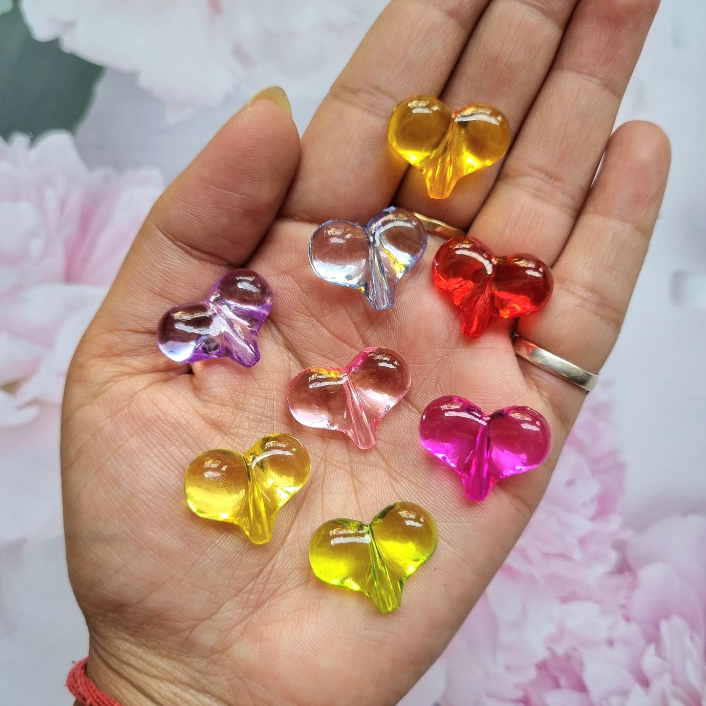 Acrylic Colourful Puffy Heart Beads