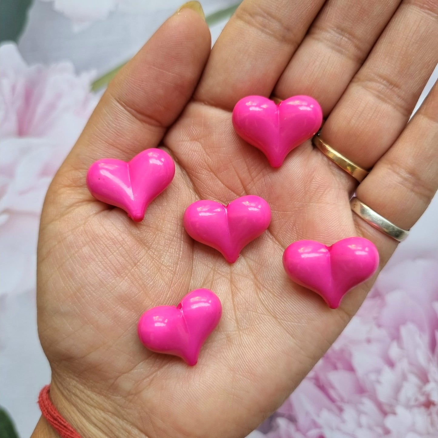 Acrylic Colourful Puffy Heart Beads