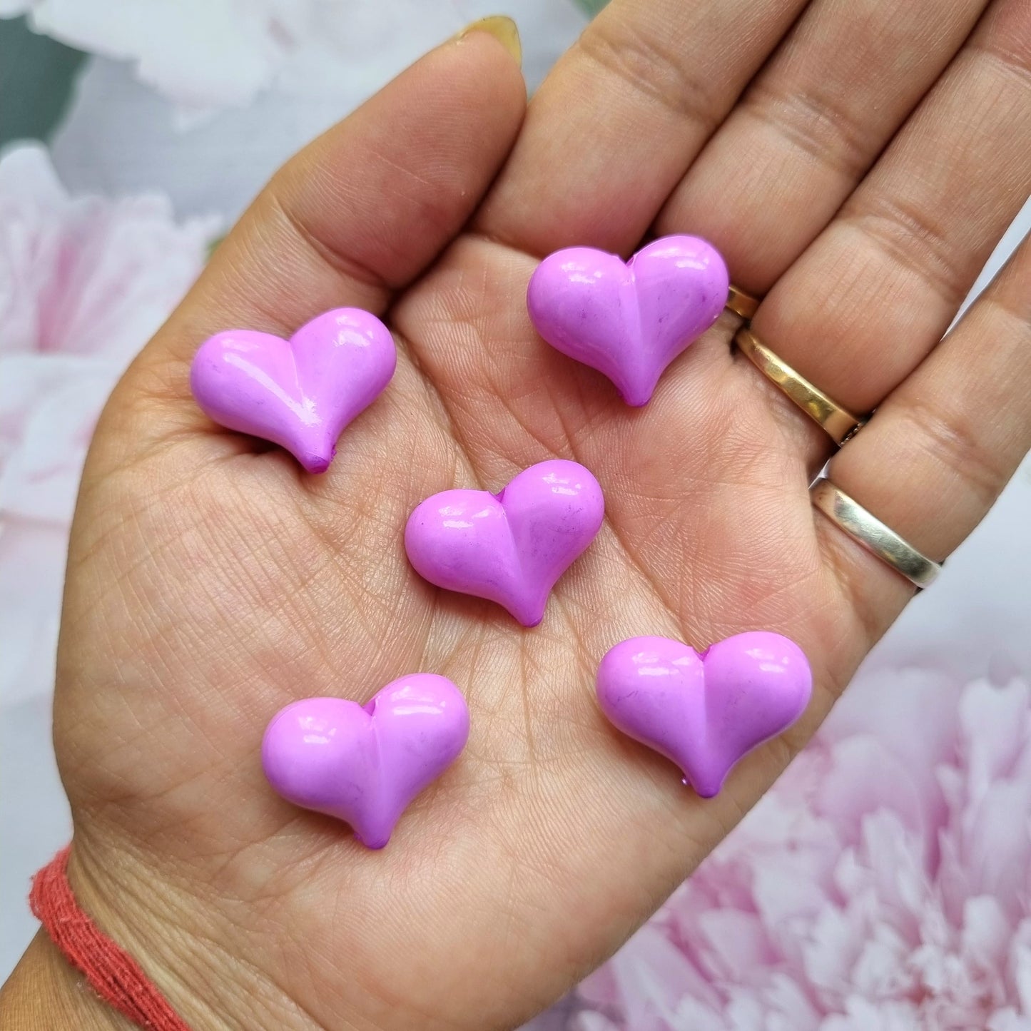 Acrylic Colourful Puffy Heart Beads