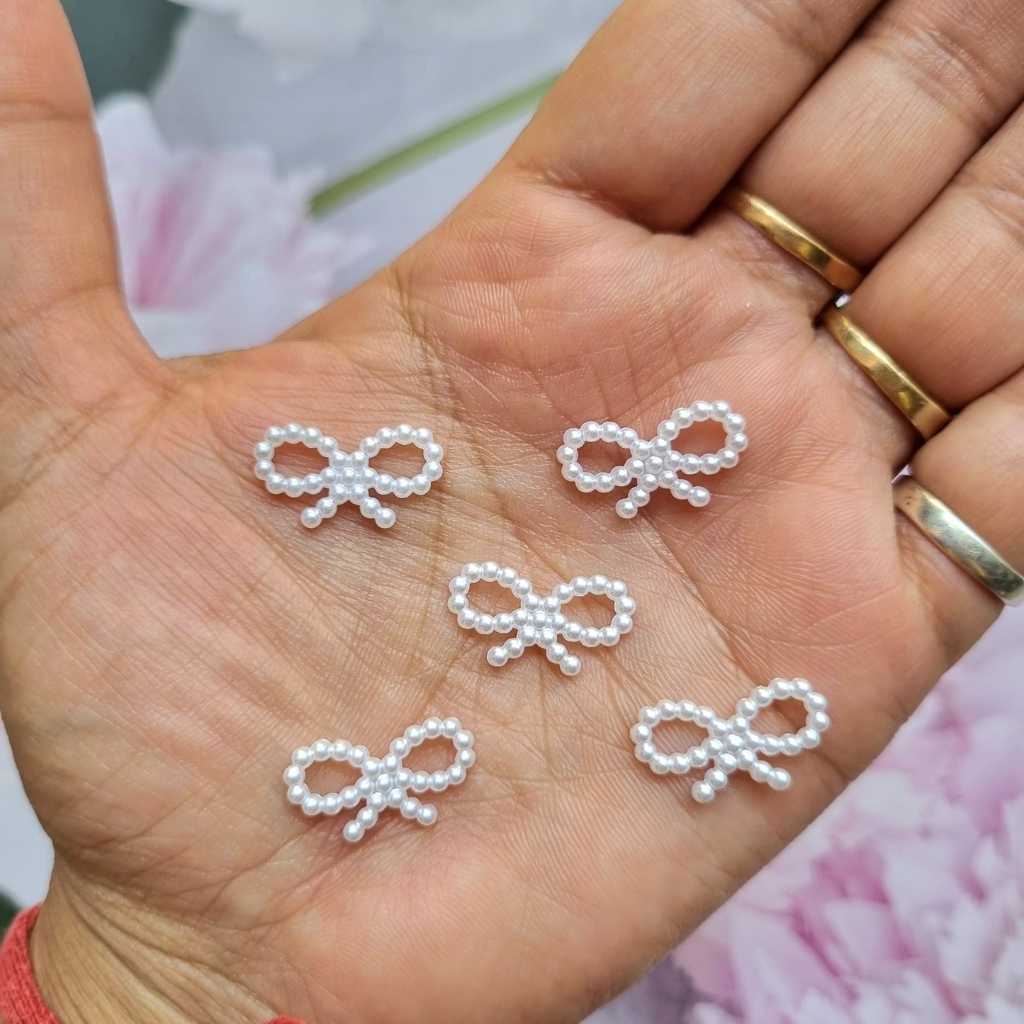 Acrylic Pearl Bow Rings