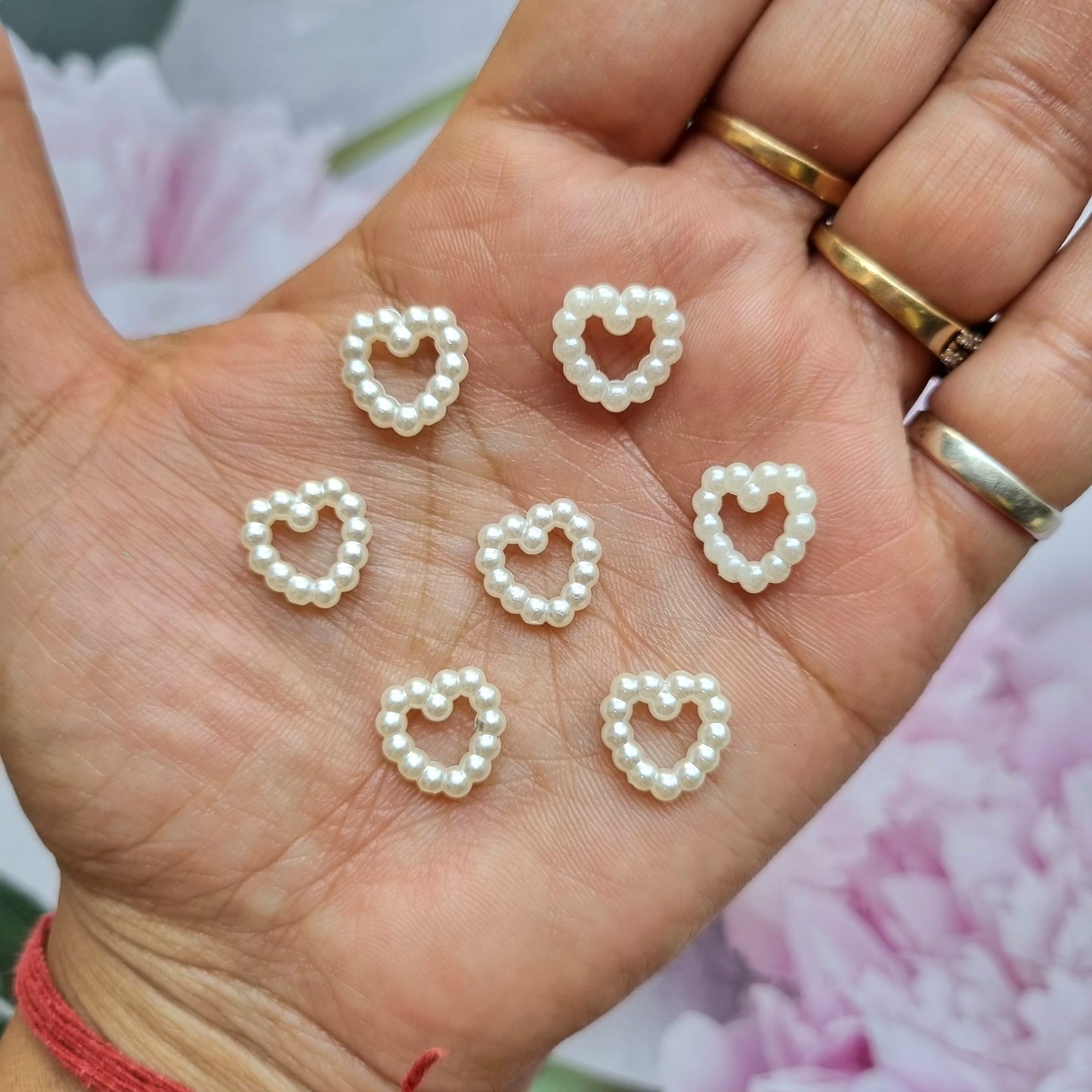 Acrylic Pearl Heart Rings