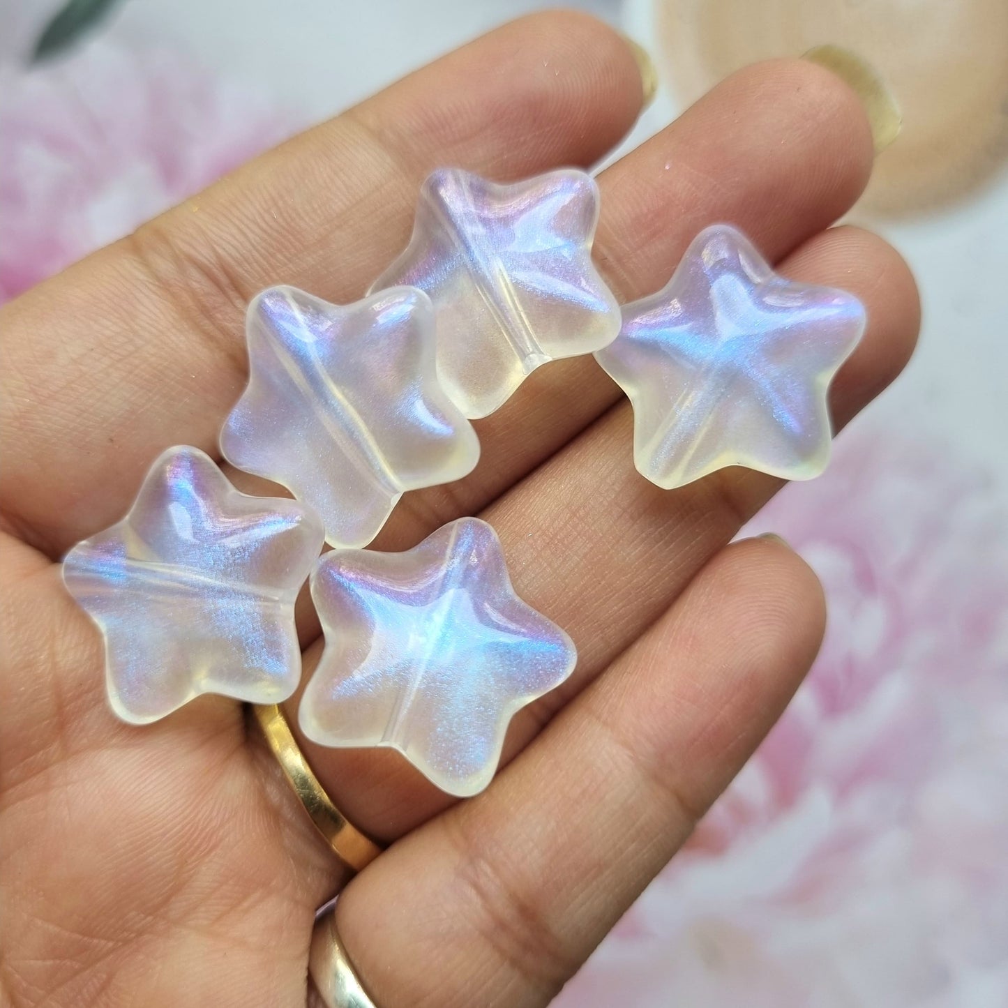 Acrylic Glittery Star Beads