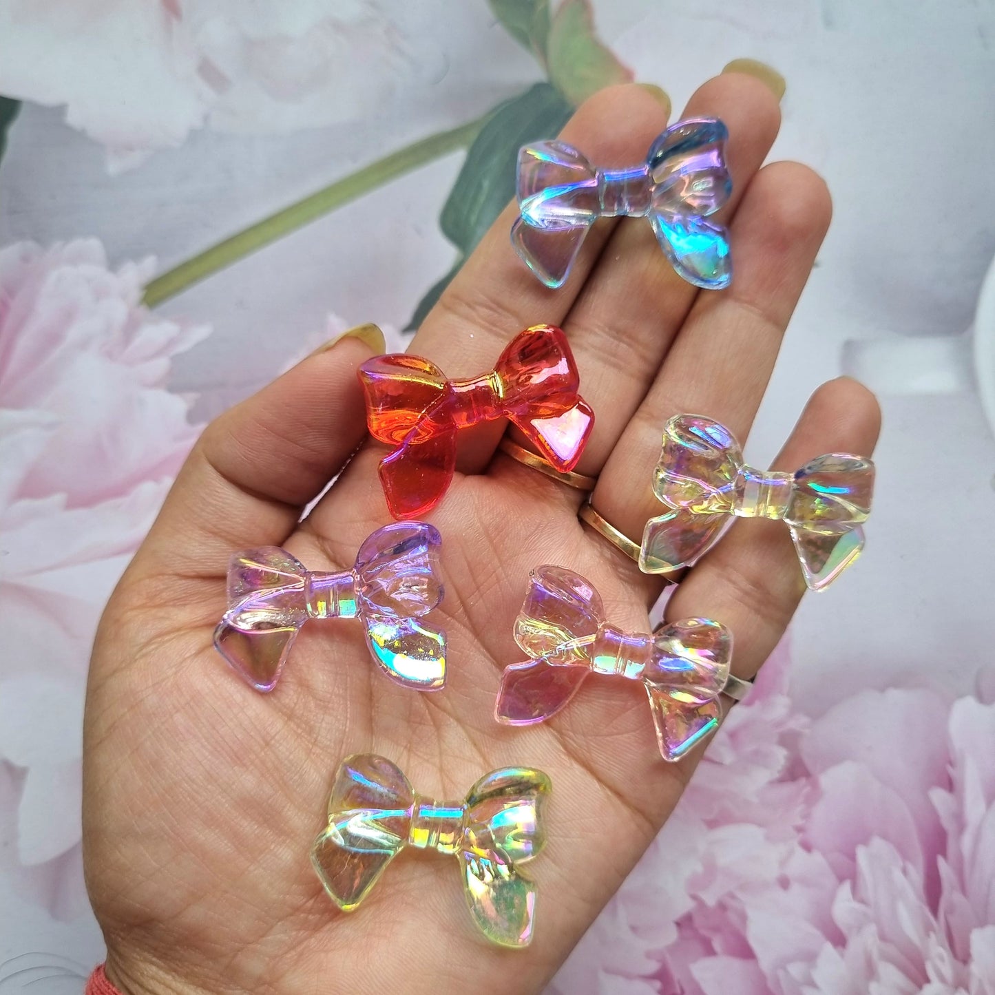 Acrylic Rainbow Shine Bow Beads